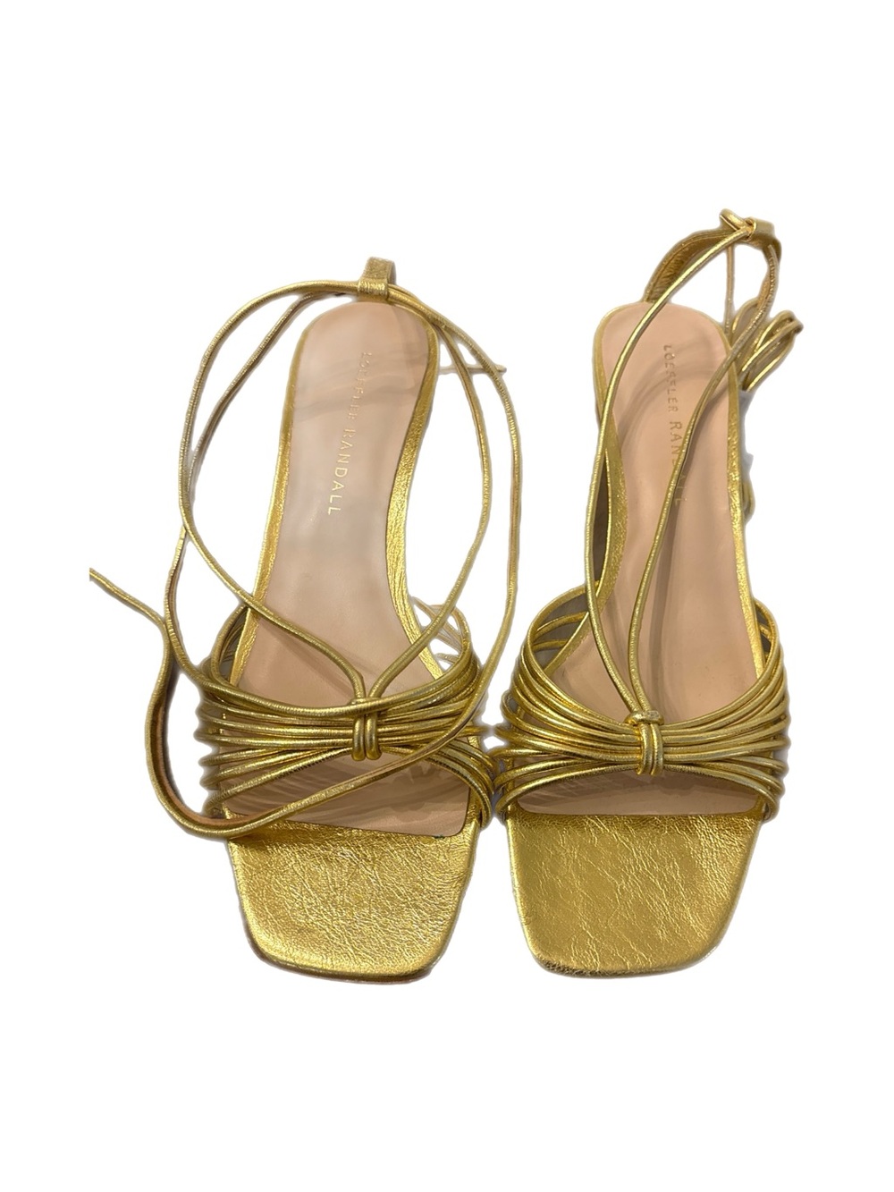 NEVER WORN NWT Loeffler Randall Metallic Gold Strappy Heels